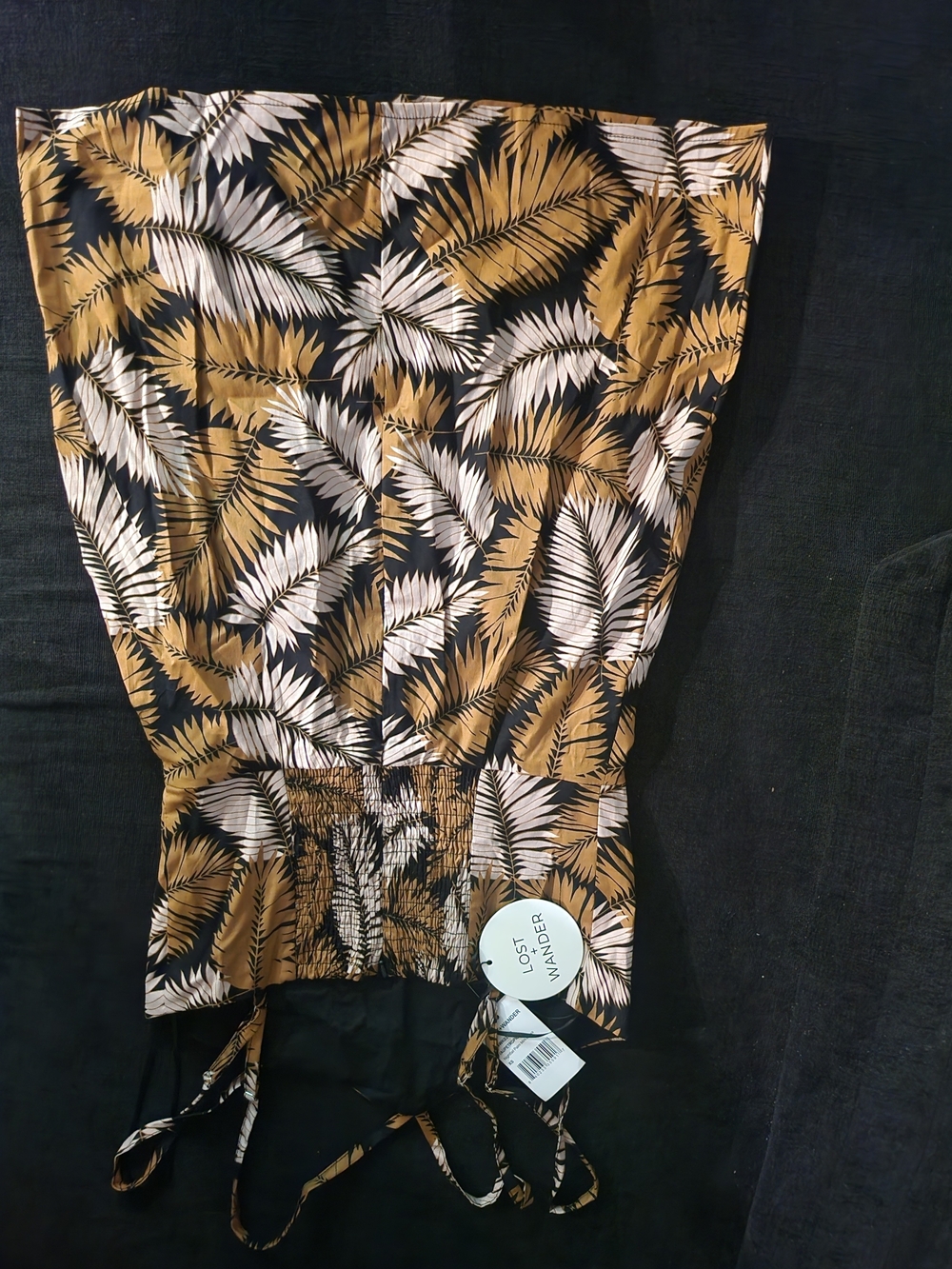 Lost + Wander Tropical Print Mini Dress — Black & Mustard